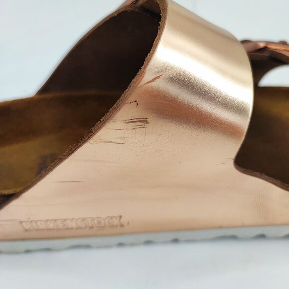 Birkenstock Women's Arizona Metallic Copper Leather Sandals Size 8.5 - Picture 7 of 10